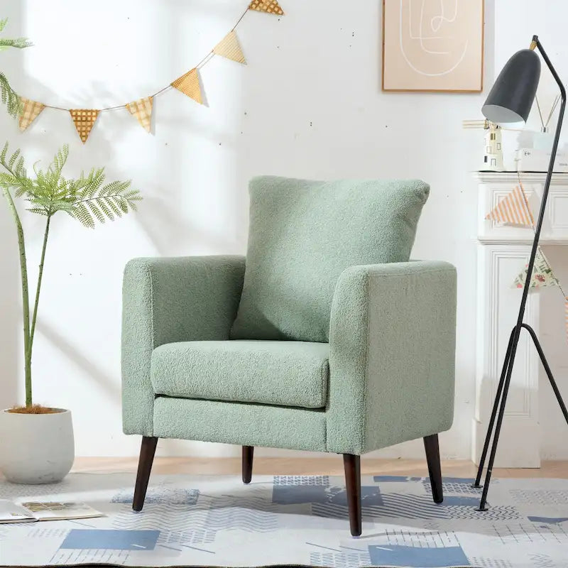 Green 26.77 Upholstered Arm Chair with Solid Wood Legs