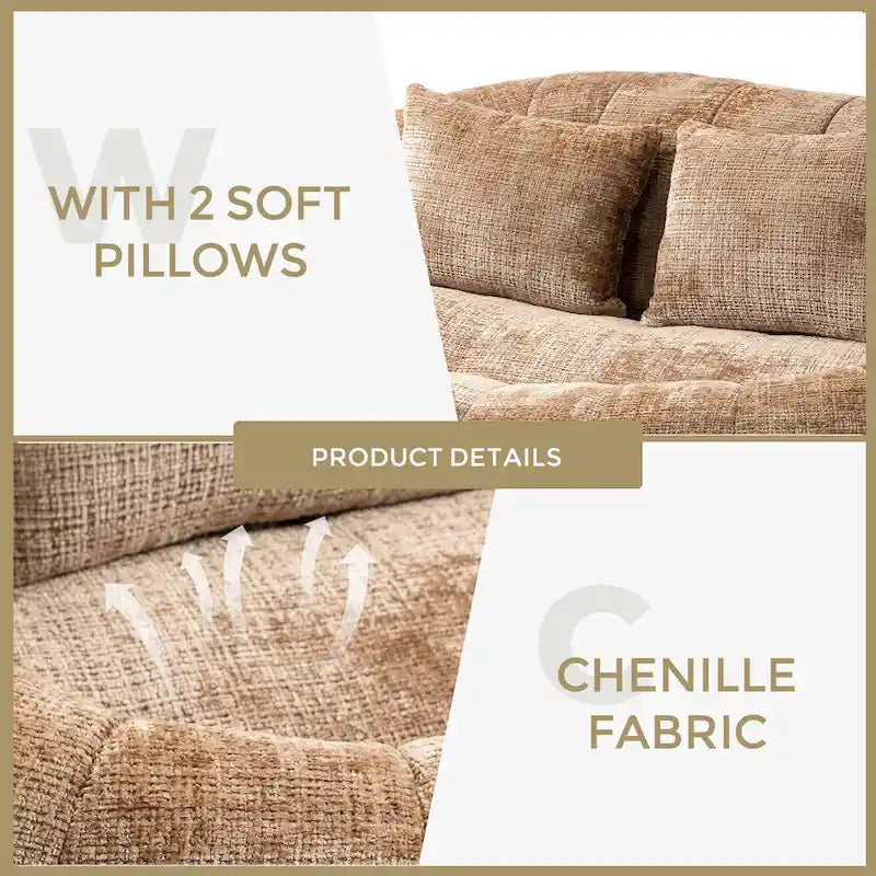 Coffee Modern 59 Chenille Loveseat Chaise Lounge Chair