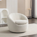 Cream White 31 Upholstered Barrel Chair with Swivel Base