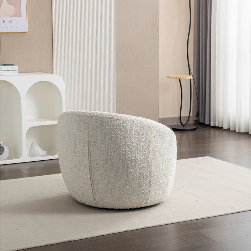 Cream White 31 Upholstered Barrel Chair with Swivel Base