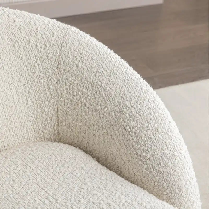 Cream White 31 Upholstered Barrel Chair with Swivel Base