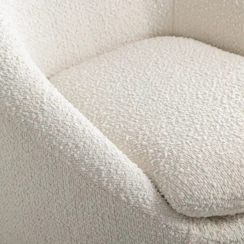 Cream White 31 Upholstered Barrel Chair with Swivel Base