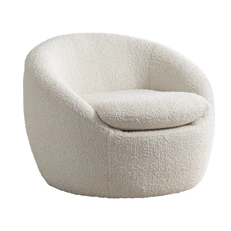 Cream White 31 Upholstered Barrel Chair with Swivel Base