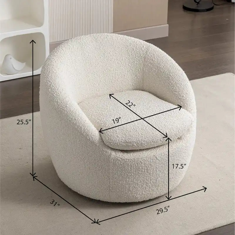 Cream White 31 Upholstered Barrel Chair with Swivel Base