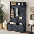 74 3-In-1 Hall Tree Storage Bench and Coat Rack with 5 Hooks, and Anti-Topple Anchor for Entryway