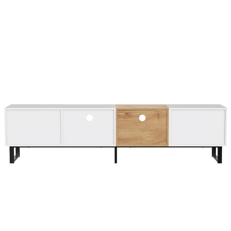 TV Stand with 2 Cabinets and Open Storage Compartment