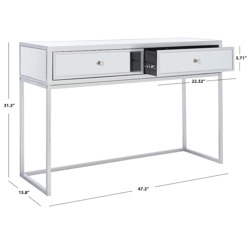 Ethyle 2-Drawer Mirrored Desk