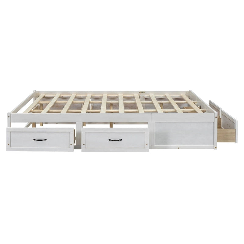 Queen Size Platform Bed with 6 Storage Drawers