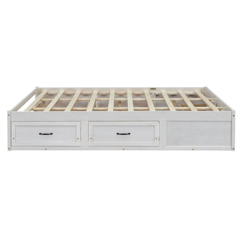 Queen Size Platform Bed with 6 Storage Drawers
