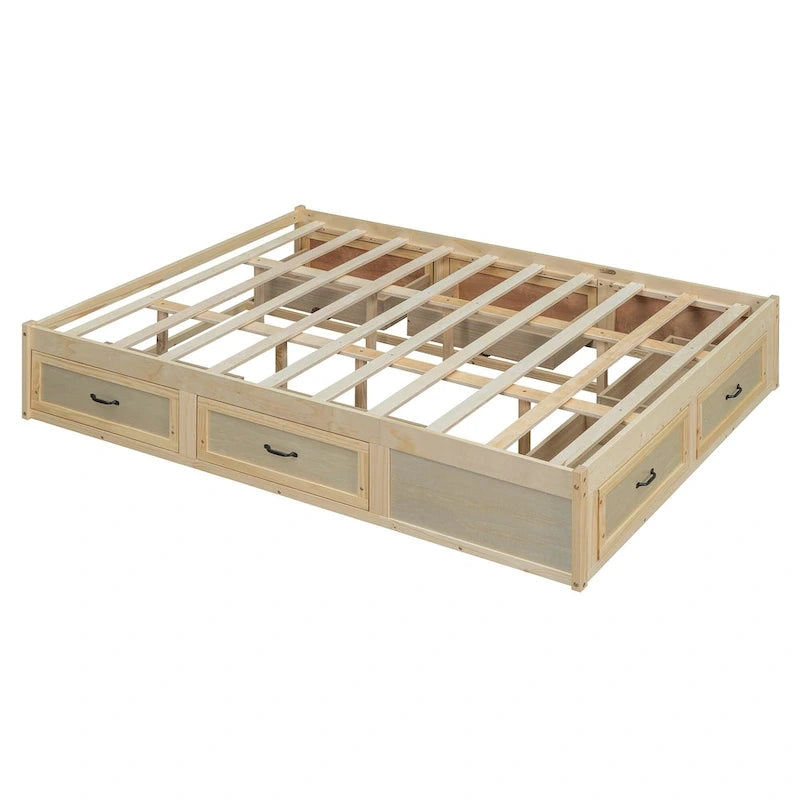 Queen Size Platform Bed with 6 Storage Drawers