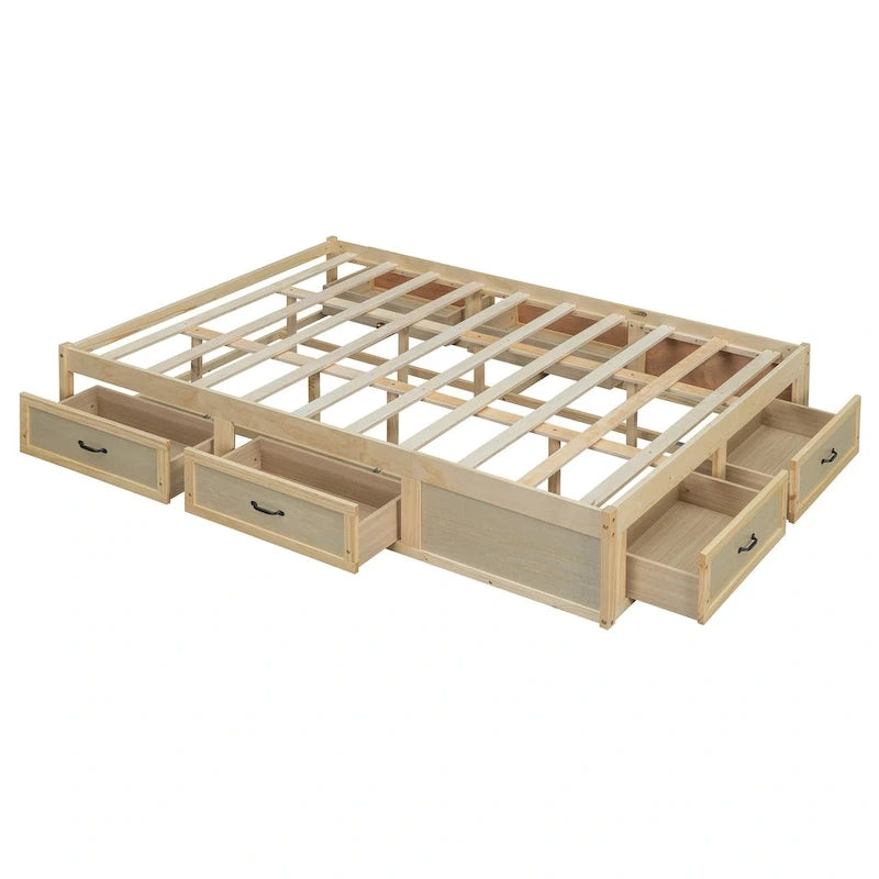 Queen Size Platform Bed with 6 Storage Drawers