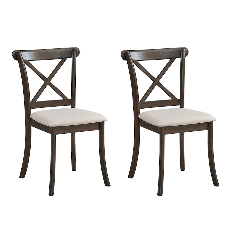 Wooden X Back Dining Chairs Set of 2
