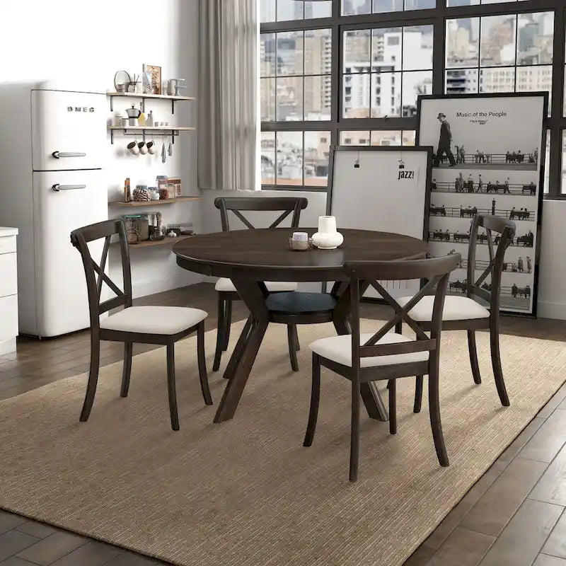 Wooden X Back Dining Chairs Set of 2