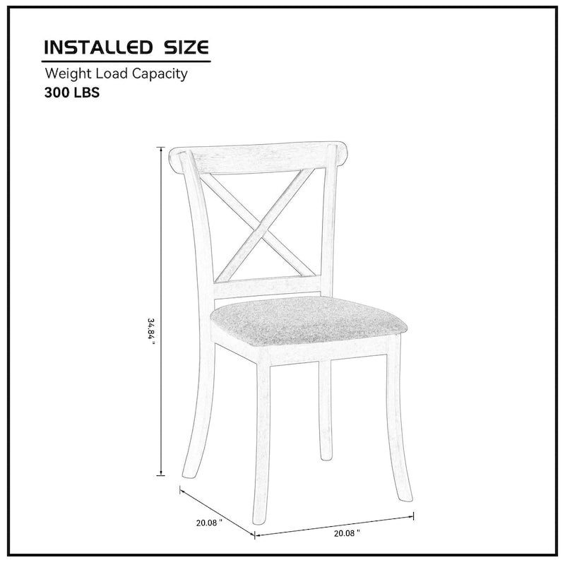 Wooden X Back Dining Chairs Set of 2