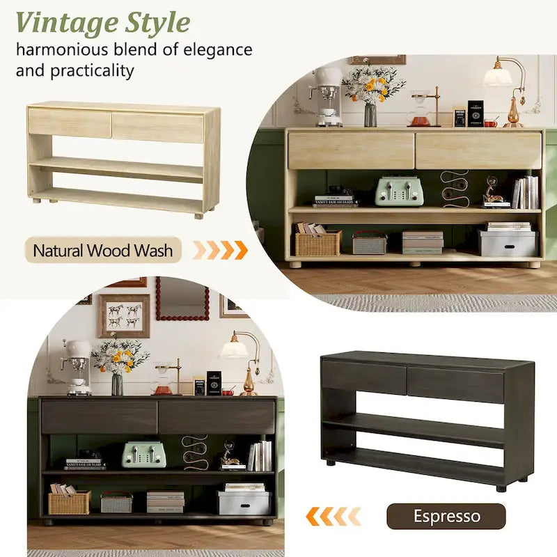Console Table with Drawers and Shelves for Living Room, Entryway