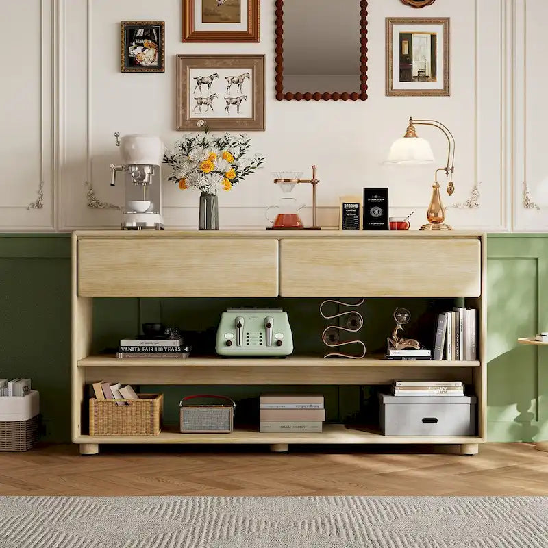 Console Table with Drawers and Shelves for Living Room, Entryway