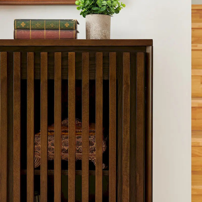 Modern Fluted Hollowed Out Sideboard Cabinet with 2 Outlet Holes, Buffet Cabinet with Storage, Storage Cabinet for Living Room
