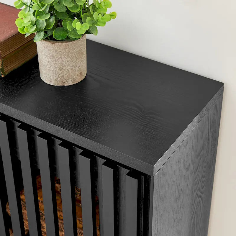 Modern Fluted Hollowed Out Sideboard Cabinet with 2 Outlet Holes, Buffet Cabinet with Storage, Storage Cabinet for Living Room