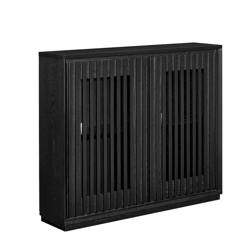 Modern Fluted Hollowed Out Sideboard Cabinet with 2 Outlet Holes, Buffet Cabinet with Storage, Storage Cabinet for Living Room
