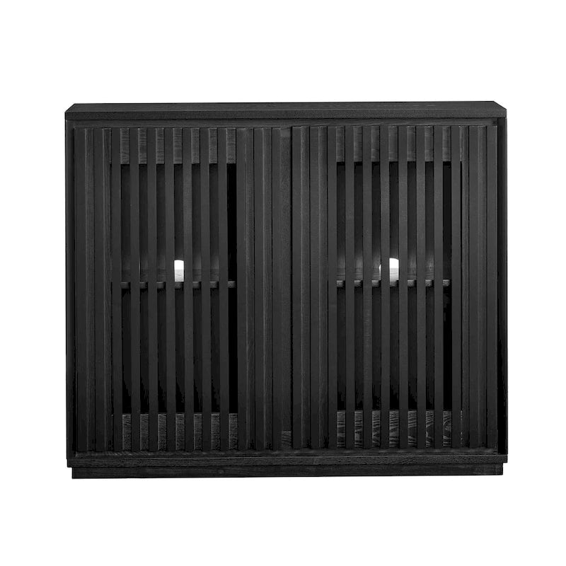 Modern Fluted Hollowed Out Sideboard Cabinet with 2 Outlet Holes, Buffet Cabinet with Storage, Storage Cabinet for Living Room