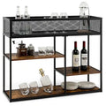 4-Tier Console Table w/ Wire Basket Narrow Sofa Table w/ shelf