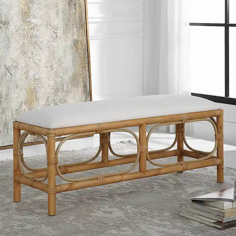 Rattan Wrapped Rectangular Bench - 48
