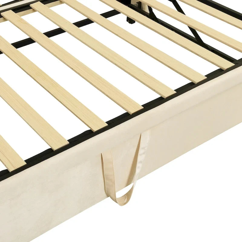 Beige Upholstered Twin Daybed with Pop-Up Trundle