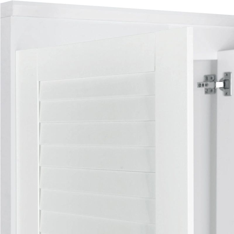47.2 Modern Armoire with 3 Shutter Doors, 2 Drawers and 4 Storage Shelves