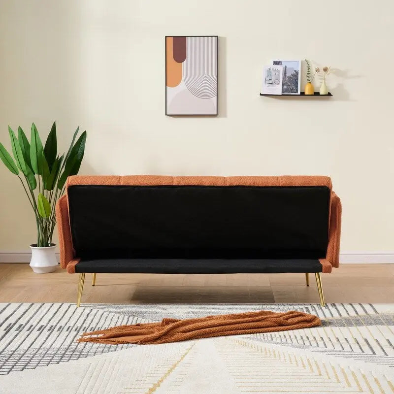 79.92 Teddy Velvet Upholstered Sofa Bed with Adjustable Back and Armrests