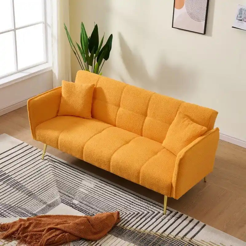 79.92 Teddy Velvet Upholstered Sofa Bed with Adjustable Back and Armrests