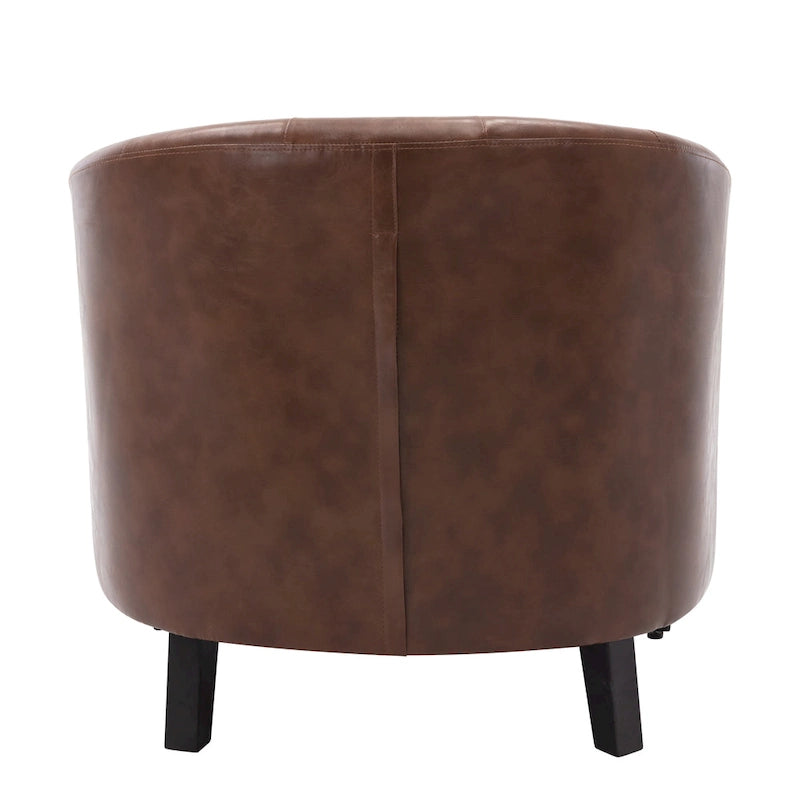 Contemporary PU Leather Club Chair with Recessed Arms and Nailhead Trim