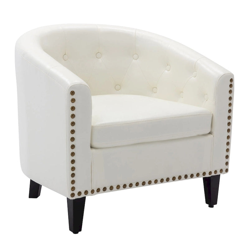 Contemporary PU Leather Club Chair with Recessed Arms and Nailhead Trim