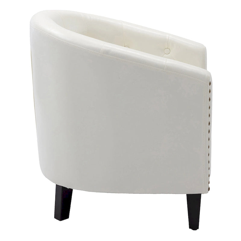 Contemporary PU Leather Club Chair with Recessed Arms and Nailhead Trim