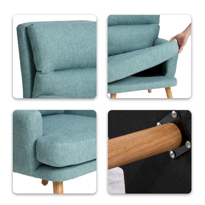 Fabric Armchair Accent Chair with Ottoman Set