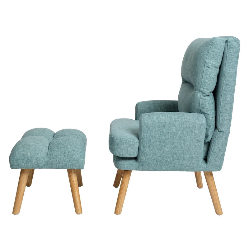 Fabric Armchair Accent Chair with Ottoman Set