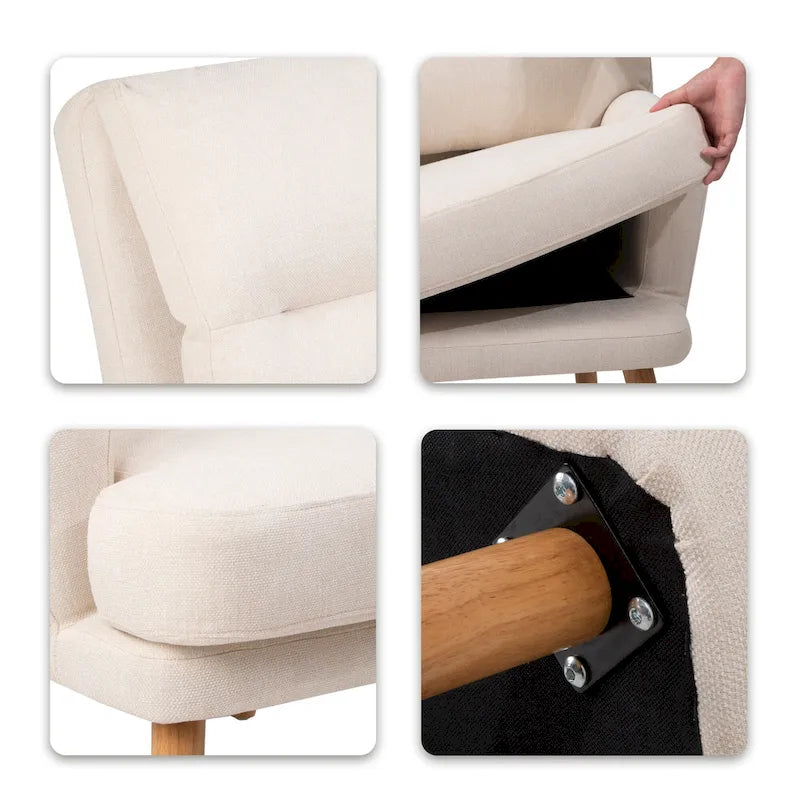 Fabric Armchair Accent Chair with Ottoman Set