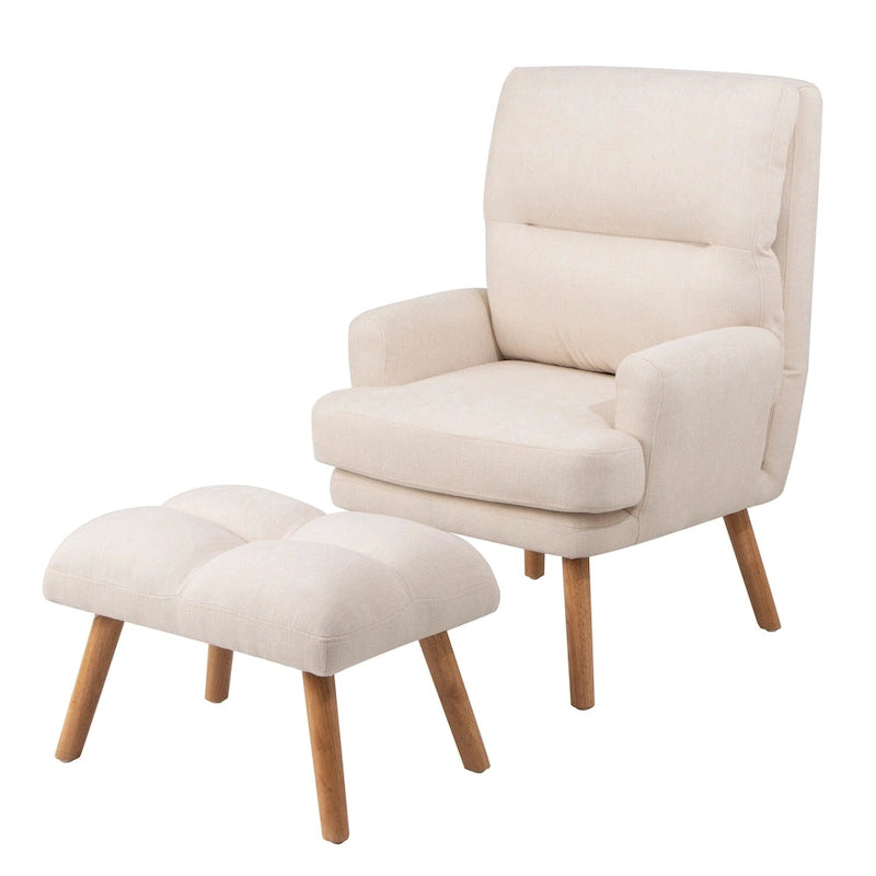 Fabric Armchair Accent Chair with Ottoman Set