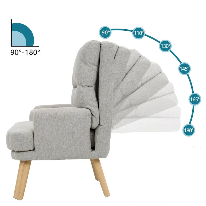Fabric Armchair Accent Chair with Ottoman Set