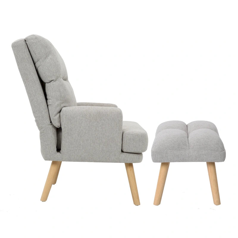 Fabric Armchair Accent Chair with Ottoman Set