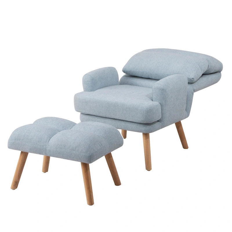 Fabric Armchair Accent Chair with Ottoman Set