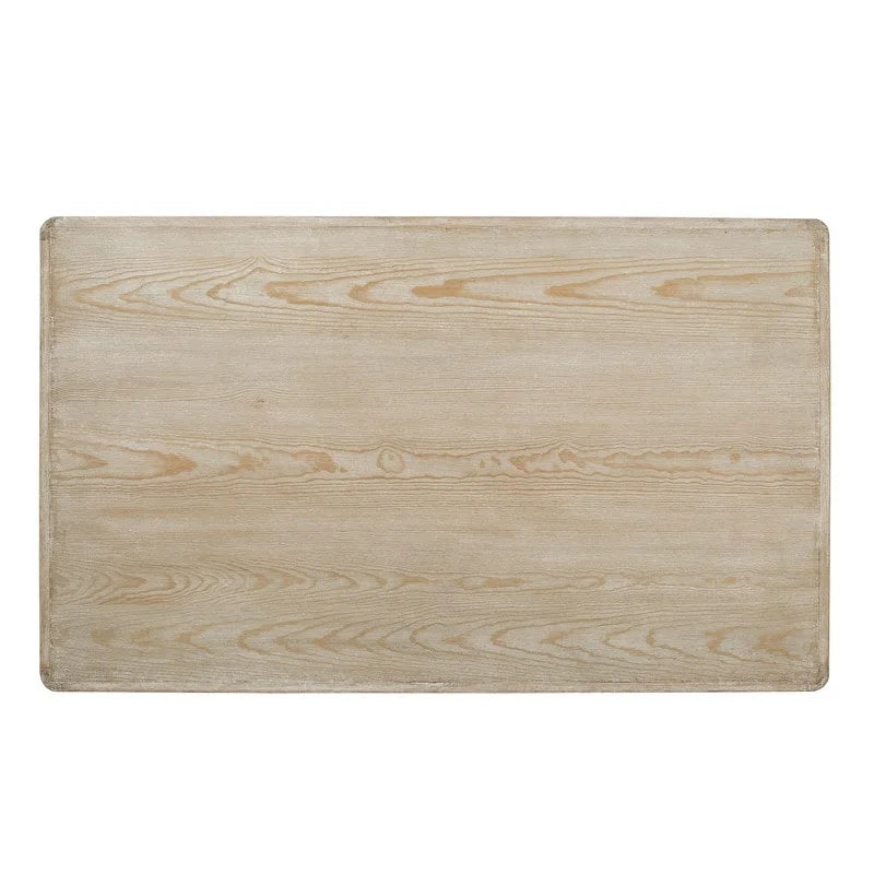 Reclaimed Wood Peking Ming Coffee Table, Small, 55 Inch Long, Weathered White Wash