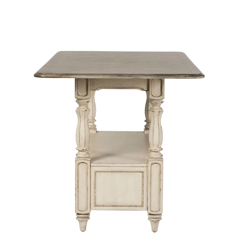 Magnolia Manor Antique White Weathered Bark Gathering Table