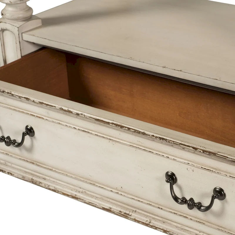 Magnolia Manor Antique White Weathered Bark Gathering Table