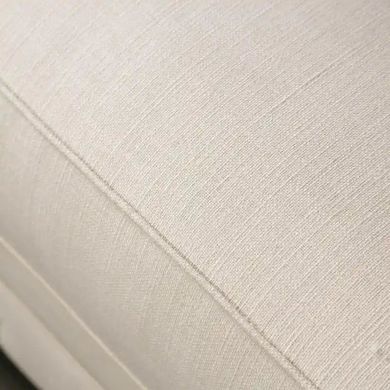 Beige Fabric Upholstered Tufted Nailhead Trim Sofa by