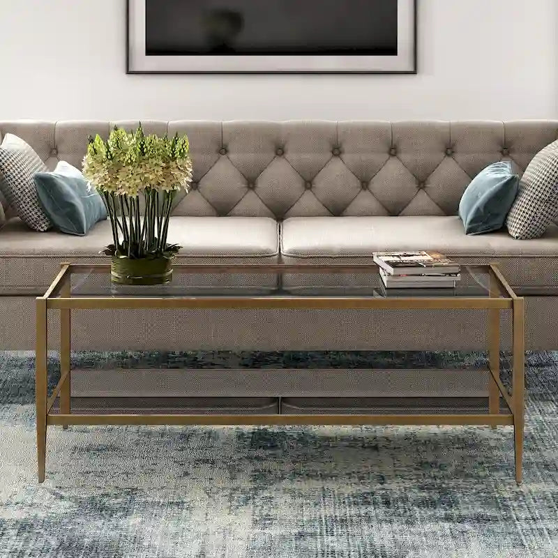 45 Wide Rectangular Coffee Table with Mirror Shelf