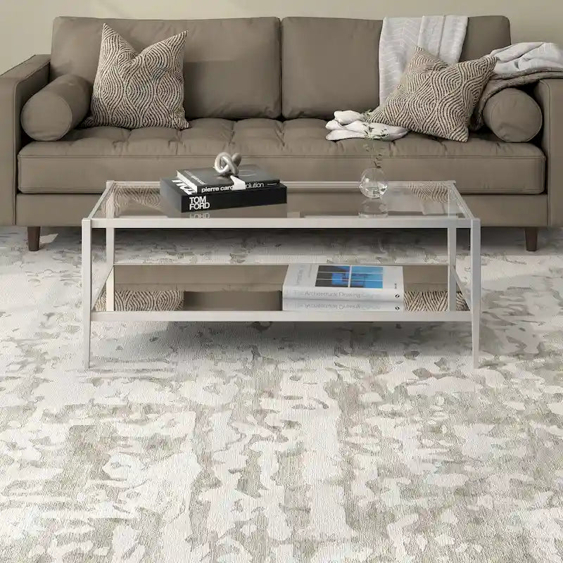 45 Wide Rectangular Coffee Table with Mirror Shelf