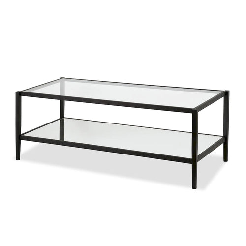 45 Wide Rectangular Coffee Table with Mirror Shelf