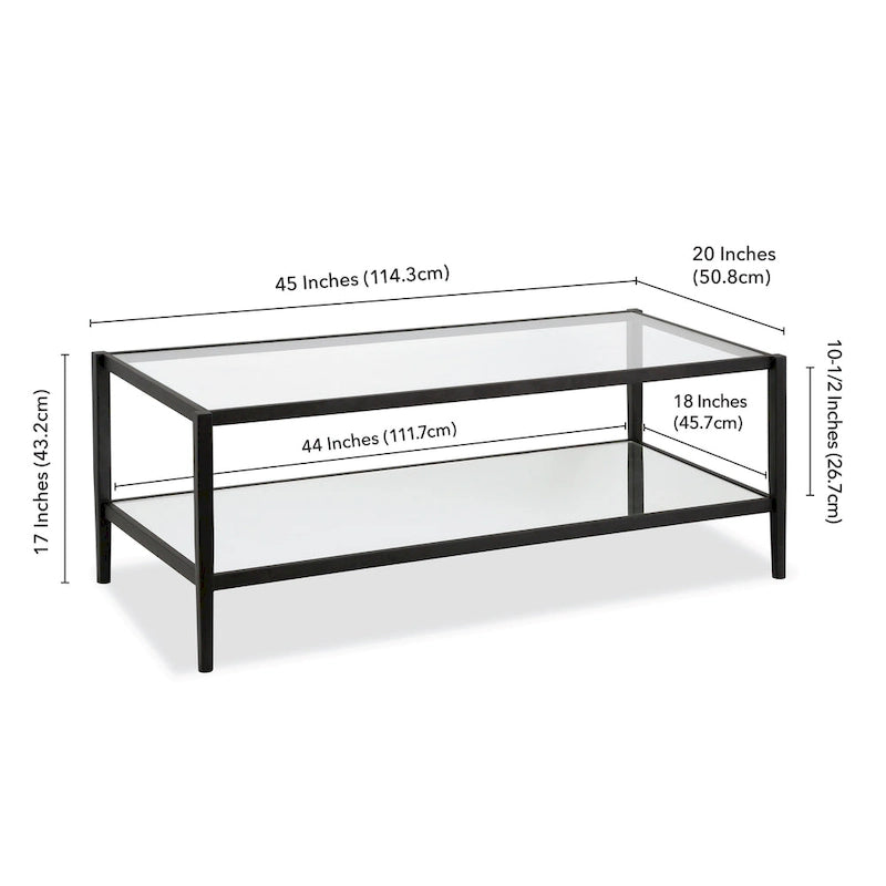 45 Wide Rectangular Coffee Table with Mirror Shelf