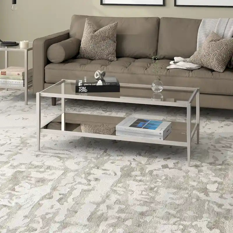 45 Wide Rectangular Coffee Table with Mirror Shelf