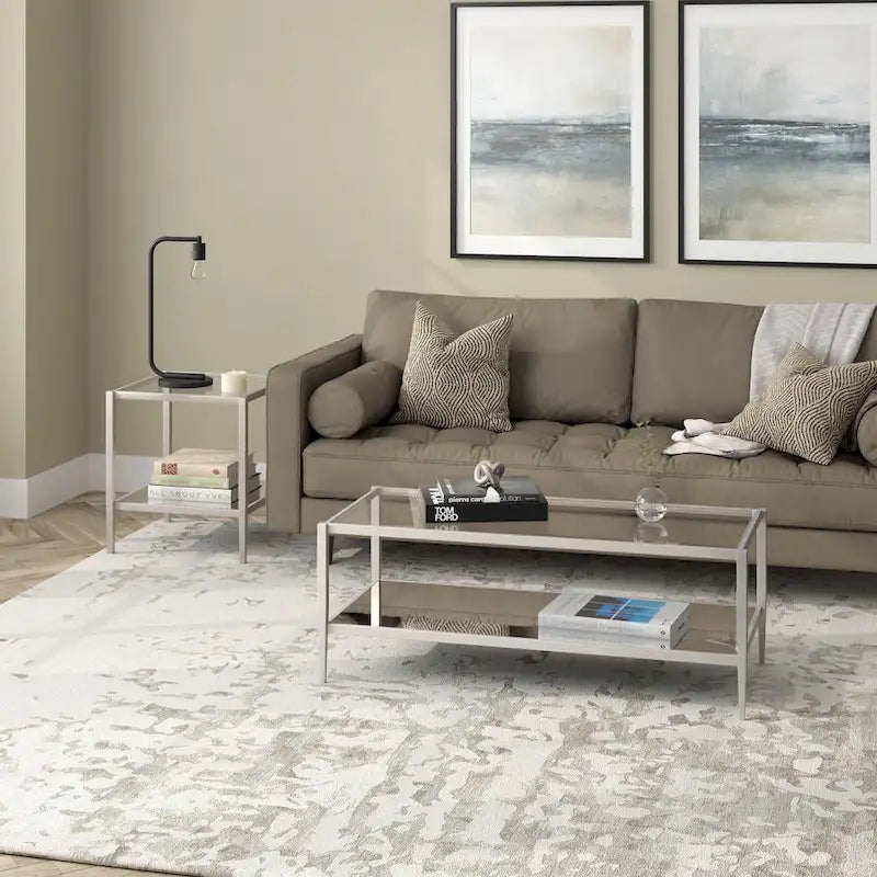 45 Wide Rectangular Coffee Table with Mirror Shelf